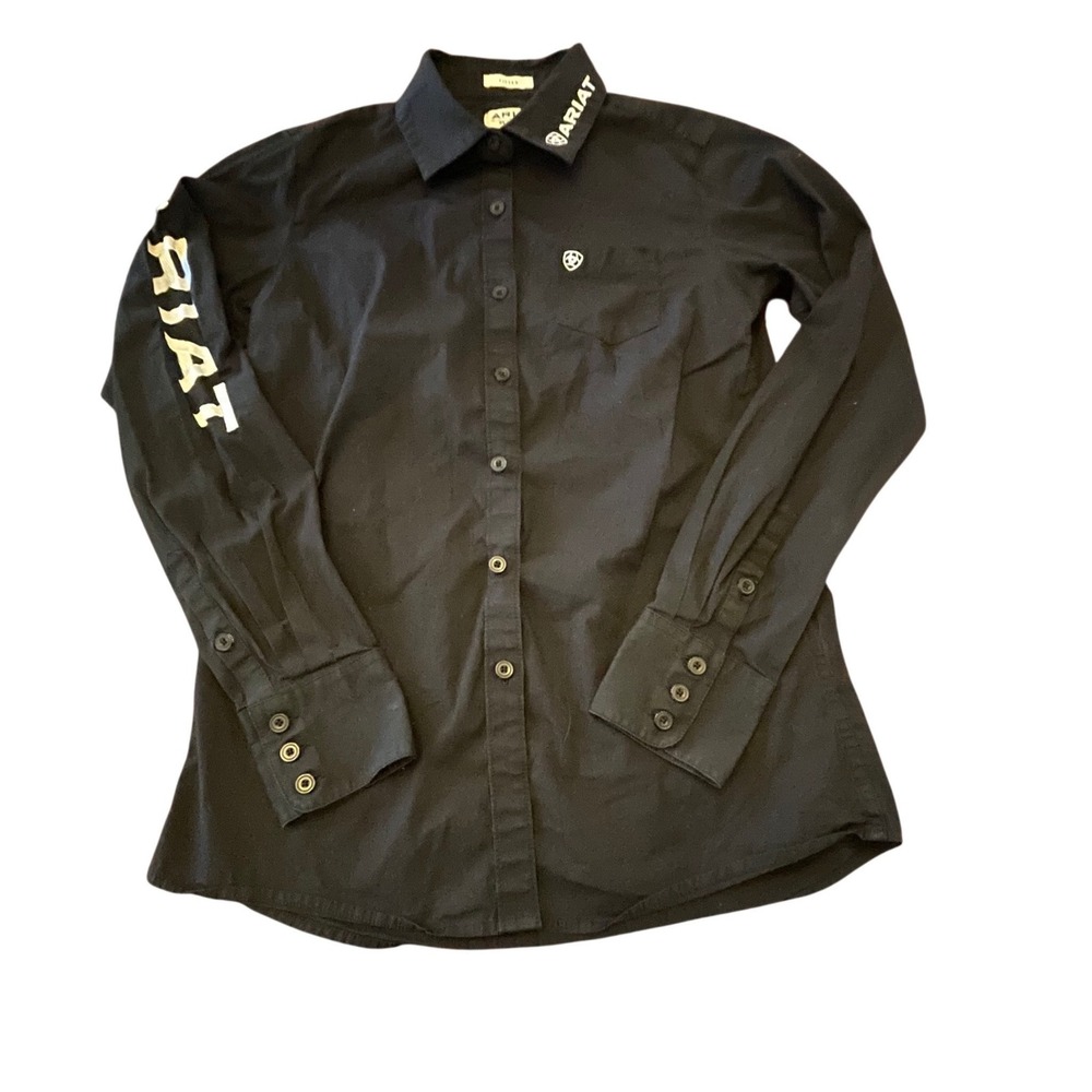 Ariat Womens Team Kirby Stretch Logo Long Sleeve Western Shirt Black Small